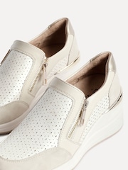 Linzi Cream Madison Slip On Platform Trainer With Zipper Details - Image 4 of 5