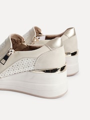 Linzi Cream Madison Slip On Platform Trainer With Zipper Details - Image 5 of 5