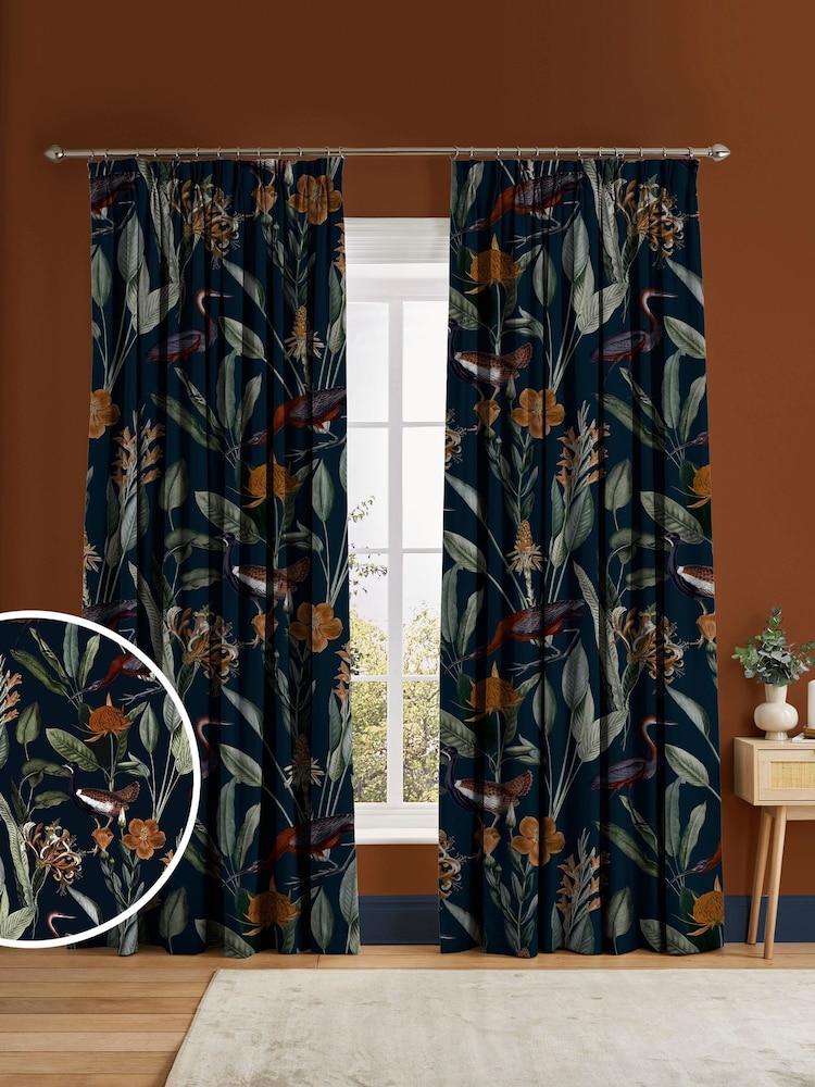 Graham & Brown Navy Blue Glasshouse Made to Measure Curtains - Image 1 of 8
