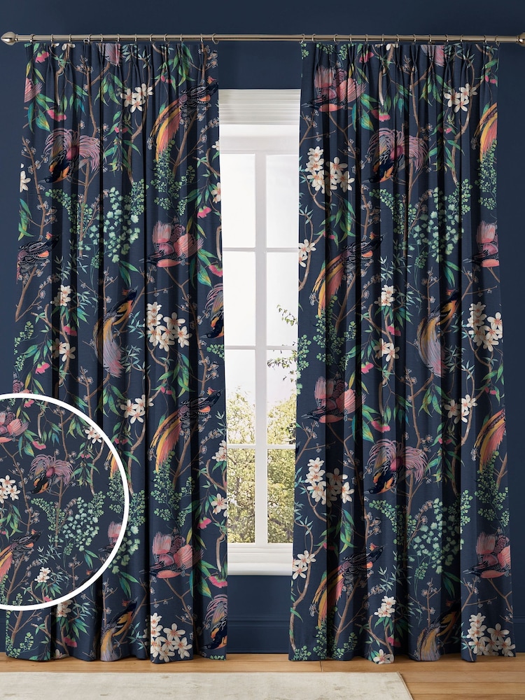 Graham & Brown Night Blue Clavering Birds Made to Measure Curtains - Image 1 of 8