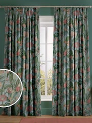 Graham & Brown Sky Blue Tigerlily Made to Measure 100% Cotton Curtains - Image 1 of 8