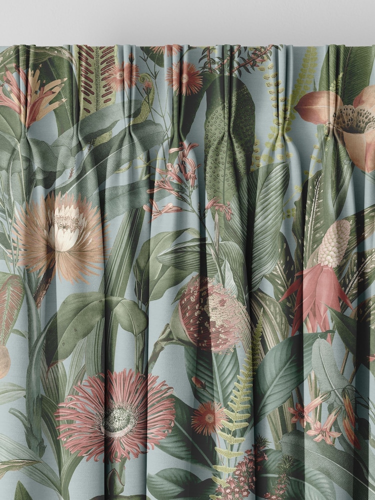Graham & Brown Sky Blue Tigerlily Made to Measure 100% Cotton Curtains - Image 2 of 8