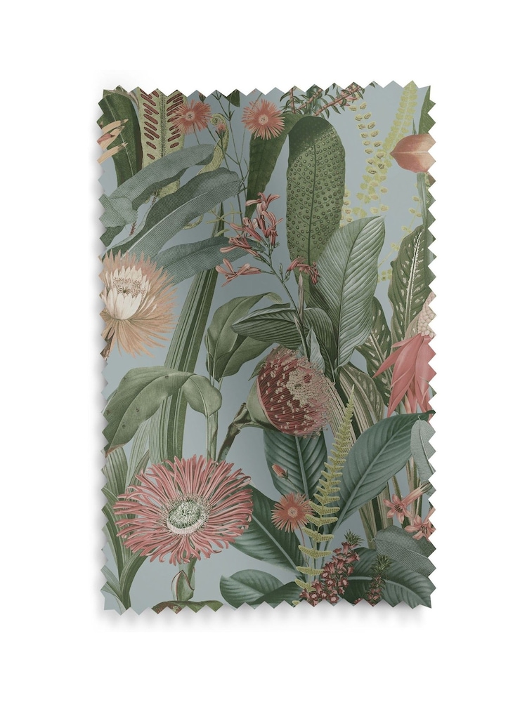 Graham & Brown Sky Blue Tigerlily Made to Measure 100% Cotton Curtains - Image 8 of 8