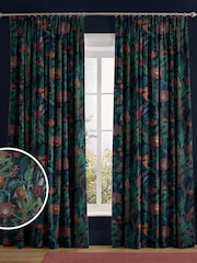 Graham & Brown Midnight Blue Tigerlily Made to Measure Curtains - Image 1 of 8