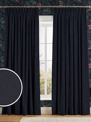 Graham & Brown Midnight Blue Organdy Silk Made to Measure Curtains - Image 1 of 8