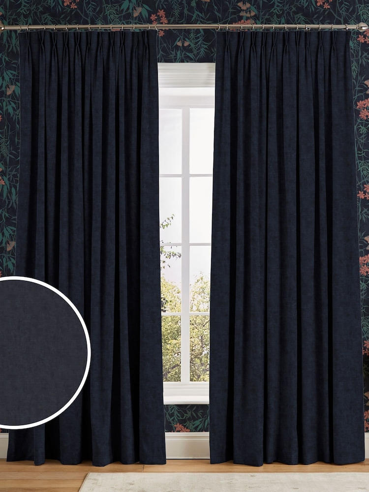 Graham & Brown Midnight Blue Organdy Silk Made to Measure Curtains - Image 1 of 8