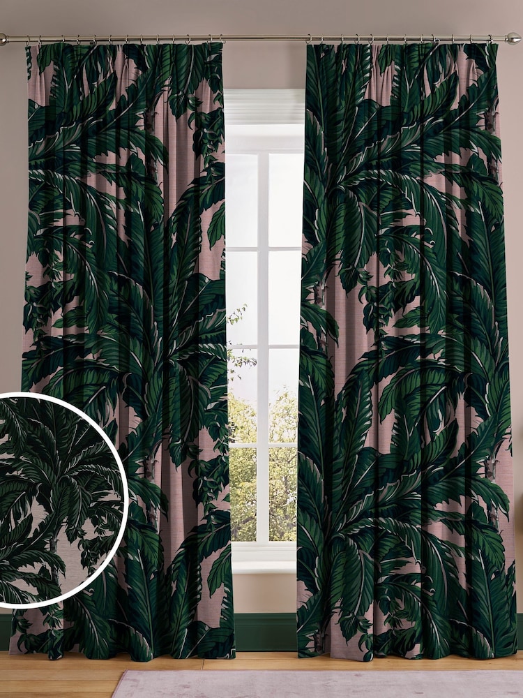 Graham & Brown Blush Pink Daintree Made to Measure Curtains - Image 1 of 8