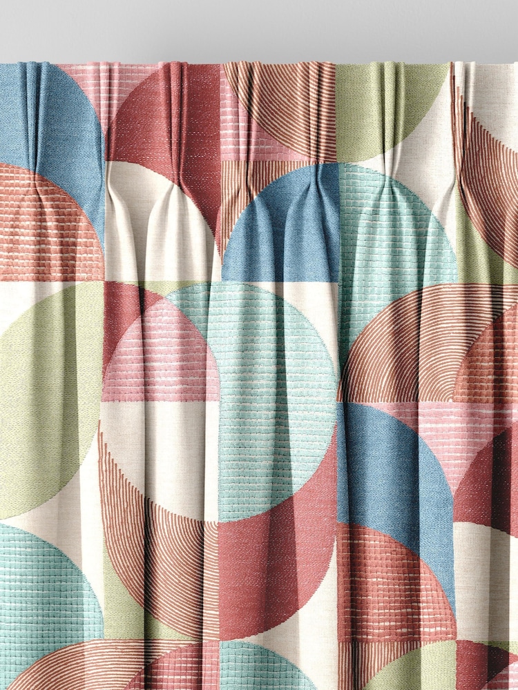 Graham & Brown Red Carnival Stitch Craze Made to Measure Curtains - Image 2 of 8
