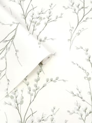 Laura Ashley White Pussy Willow 10M Wallpaper - Image 2 of 4