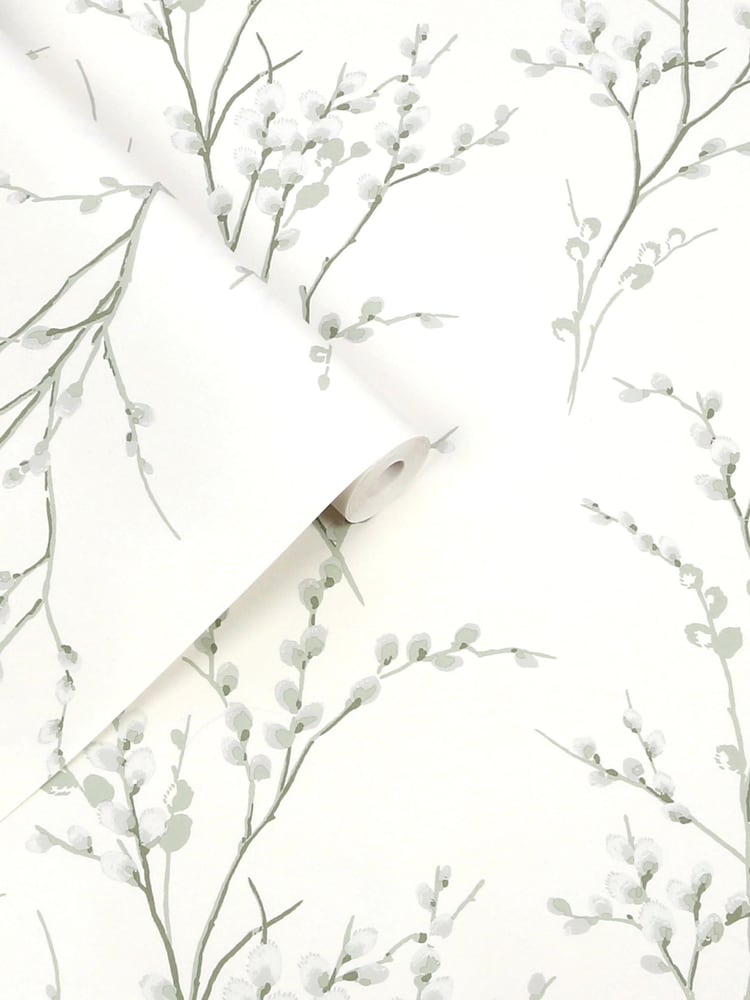 Laura Ashley White Pussy Willow 10M Wallpaper - Image 2 of 4