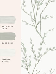 Laura Ashley White Pussy Willow 10M Wallpaper - Image 4 of 4