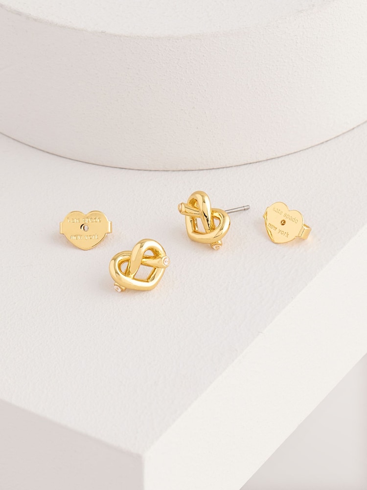 kate spade new york Gold Tone Loves Me Knot Stud Earrings - Image 1 of 4