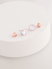 kate spade new york Gold Tone Round Earrings Clear/Rose - Image 1 of 4