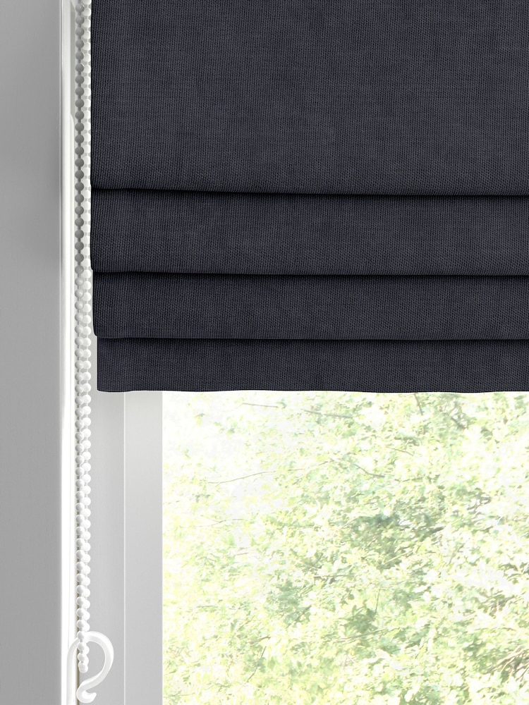 Graham & Brown Midnight Blue Organdy Silk Made to Measure 100% Cotton Roman Blind - Image 2 of 5