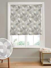 Graham & Brown Natural Taupe Stitch Craze Made to Measure 100% Cotton Roman Blind - Image 1 of 5