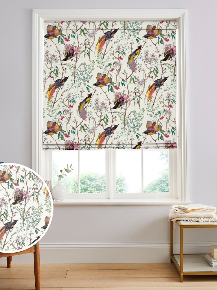 Graham & Brown Blue Clavering Birds Made to Measure 100% Cotton Roman Blind - Image 1 of 5
