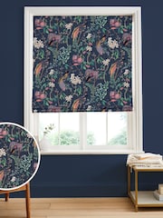 Graham & Brown Night Blue Clavering Birds Made to Measure 100% Cotton Roman Blind - Image 1 of 5