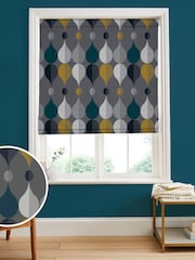 Graham & Brown Slate Grey Coronation Craze Made to Measure 100% Cotton Roman Blind - Image 1 of 5