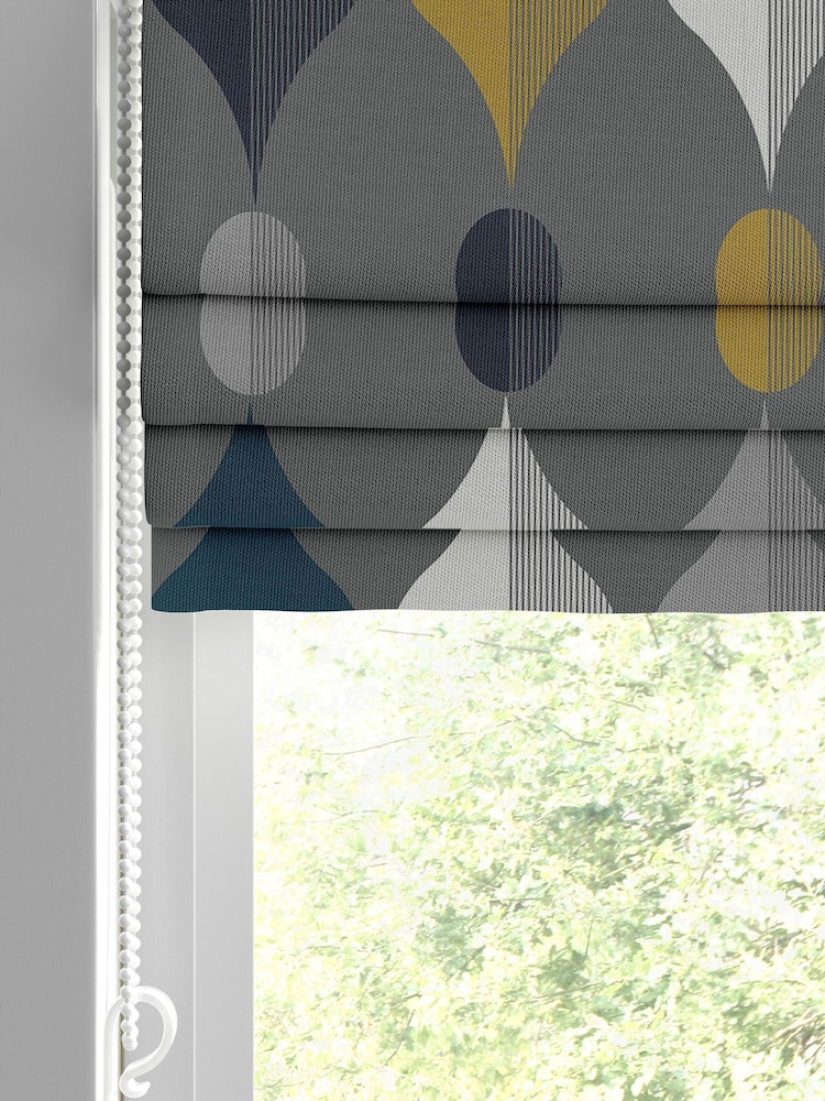 Graham & Brown Slate Grey Coronation Craze Made to Measure 100% Cotton Roman Blind - Image 2 of 5
