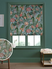 Graham & Brown Sky Blue Tigerlily Made to Measure 100% Cotton Roman Blind - Image 1 of 5