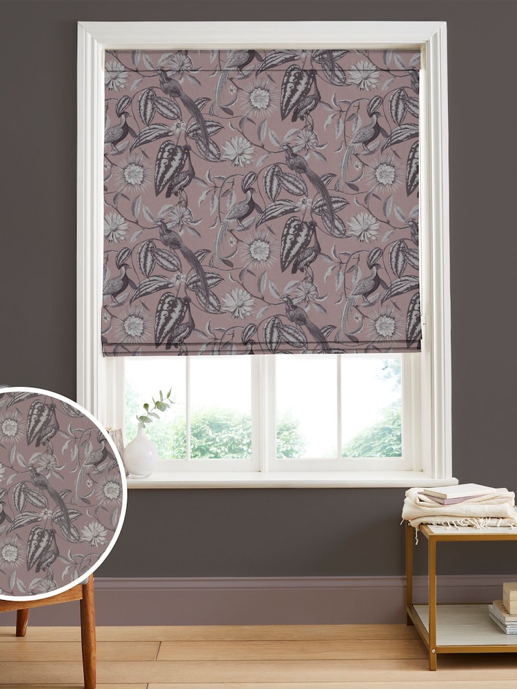 Graham & Brown Mulberry Purple Amhersts Garden Made to Measure 100% Cotton Roman Blind - Image 1 of 5