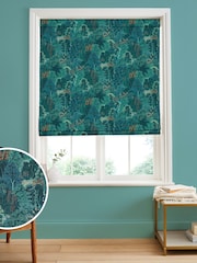 Graham & Brown Majestic Green New Eden Made to Measure 100% Cotton Roman Blind - Image 1 of 5