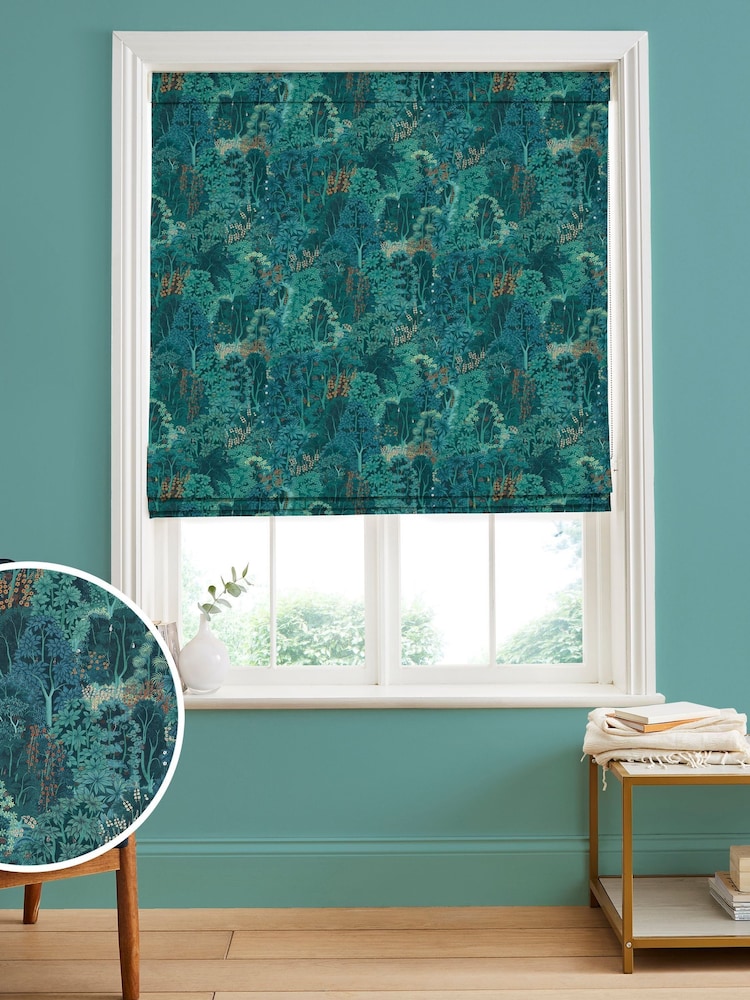 Graham & Brown Majestic Green New Eden Made to Measure 100% Cotton Roman Blind - Image 1 of 5