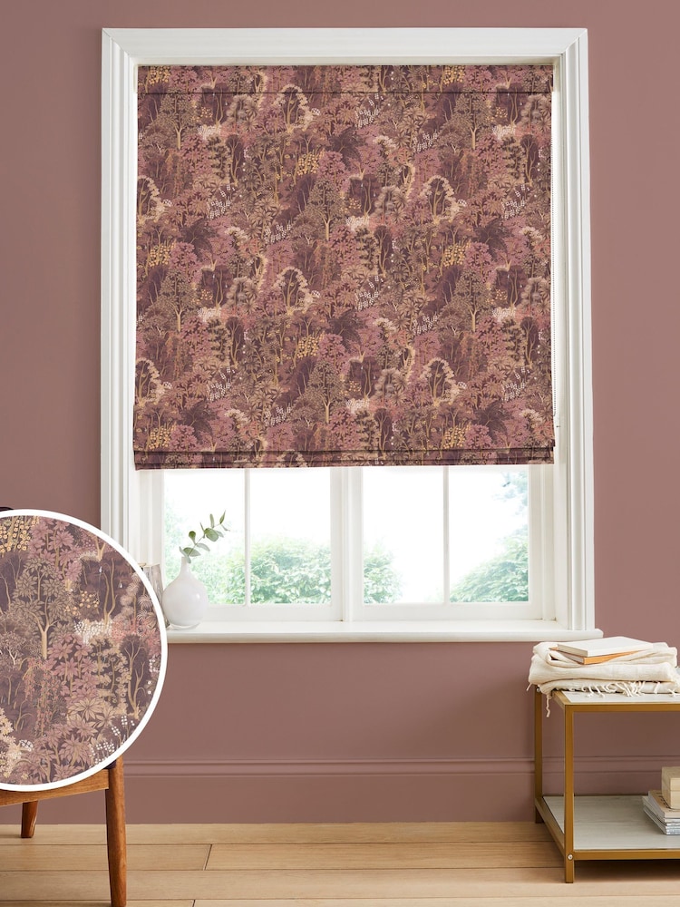 Graham & Brown Mulberry Purple New Eden Made to Measure 100% Cotton Roman Blind - Image 1 of 5