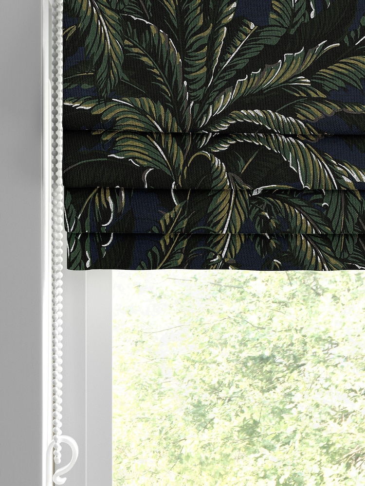 Graham & Brown Midnight Blue Daintree Made to Measure 100% Cotton Roman Blind - Image 2 of 5