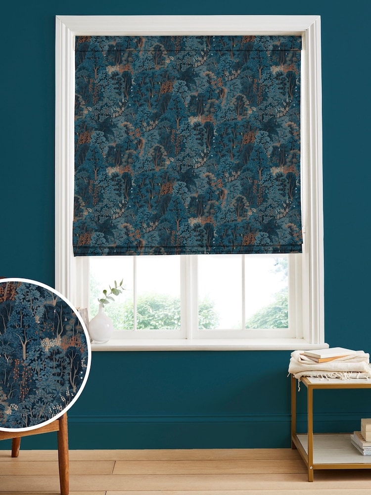 Graham & Brown Navy Blue New Eden Made to Measure 100% Cotton Roman Blind - Image 1 of 5