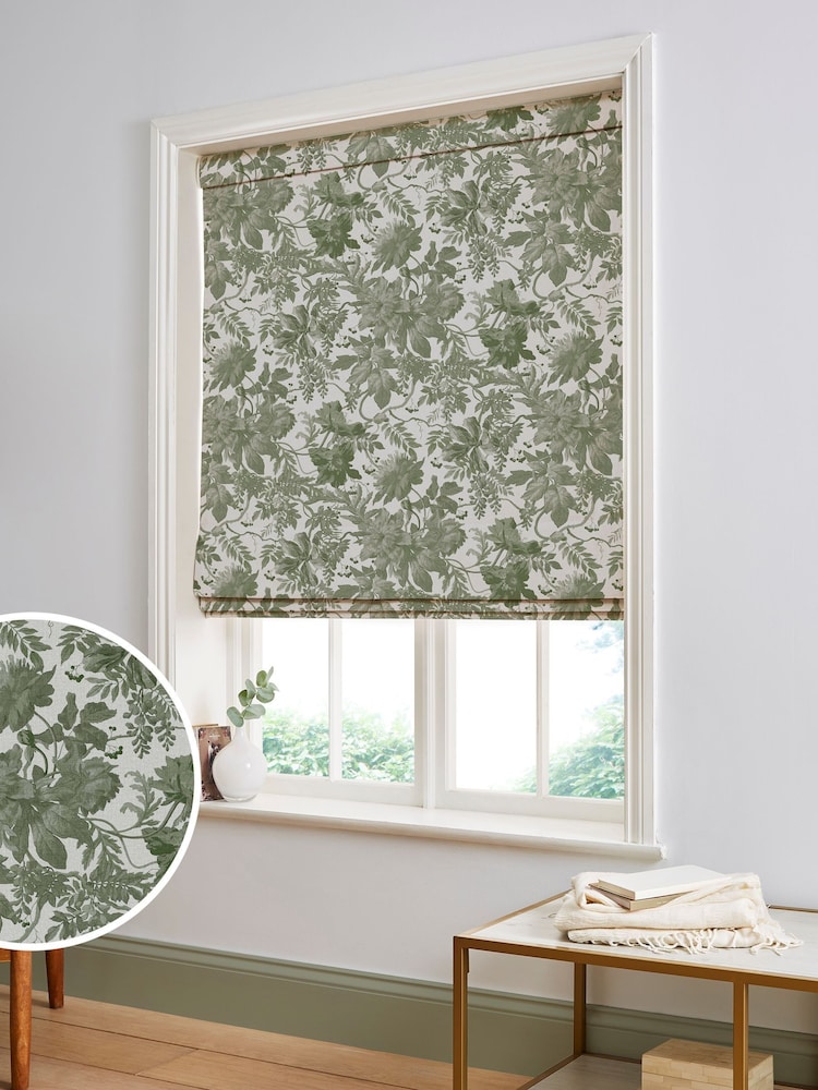 Graham & Brown Sage Green Enzia Made to Measure 100% Cotton Roman Blind - Image 1 of 5