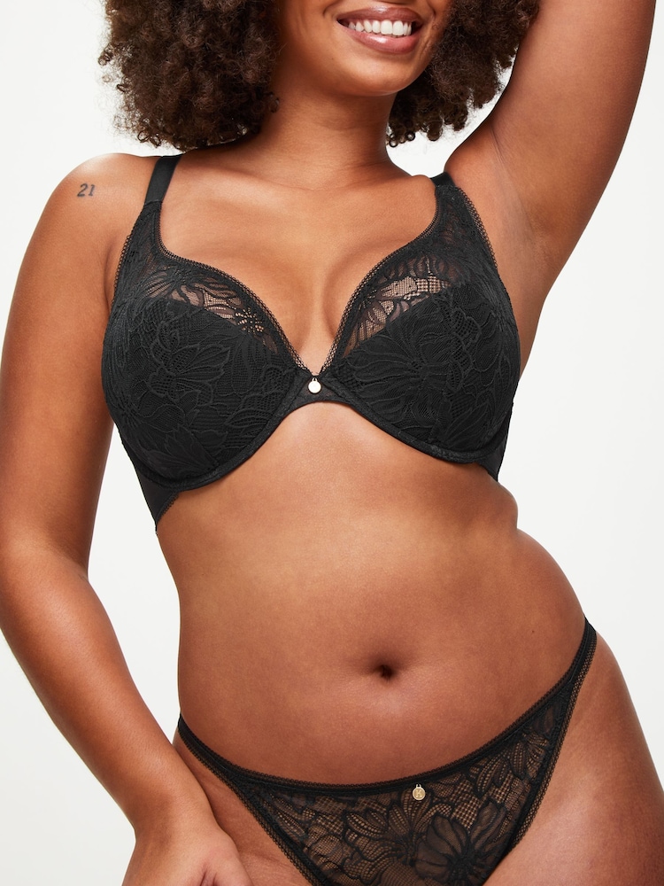 KBX Black Padded Alice Lace Triangle Bralette - Image 1 of 6