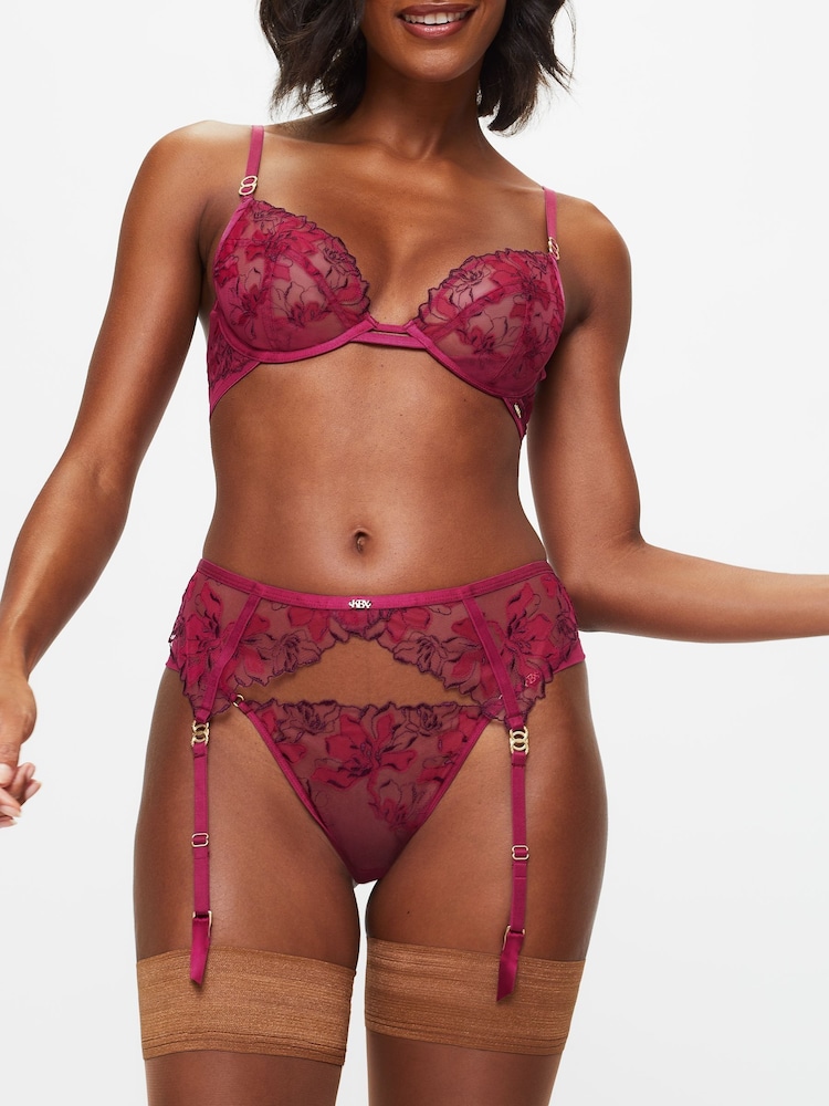 KBX Pink Marilyn Floral Embroidered Suspender Belt - Image 1 of 6