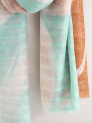 Blue/Rust Abstract Palm Lightweight Scarf - Image 3 of 7