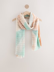Blue/Rust Abstract Palm Lightweight Scarf - Image 5 of 7