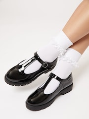 Lipsy Black Patent Flower Mary Jane Flat School Shoes - Image 1 of 5