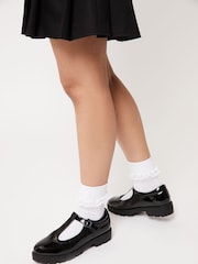 Lipsy Black Patent Flower Mary Jane Flat School Shoes - Image 2 of 5