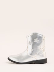 Lipsy Silver Star Flat Faux Leather Western Ankle Boots - Image 5 of 5