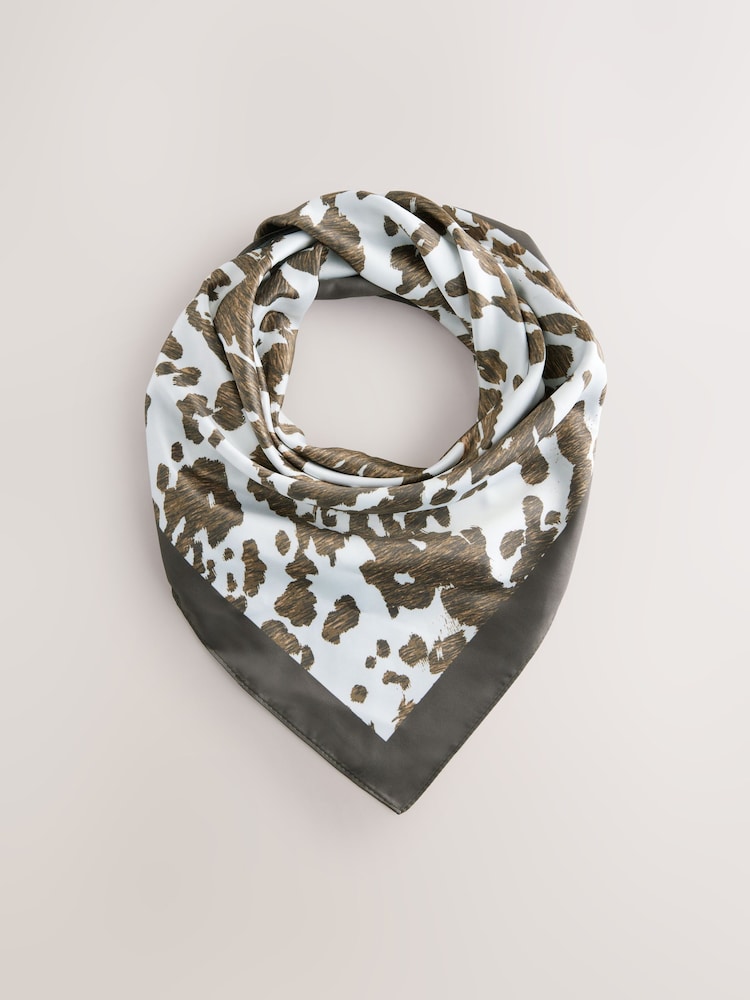 Cow Print Satin Square Scarf - Image 3 of 5
