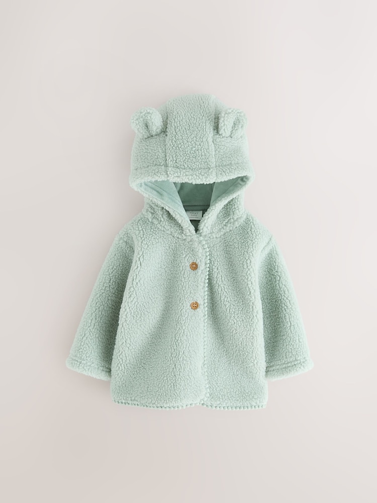 Sage Green Baby Borg Hooded Jacket (0mths-2yrs) - Image 1 of 4