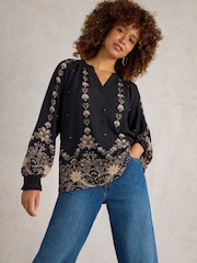 White Stuff Black Robyn Embroidered Top - Image 1 of 6