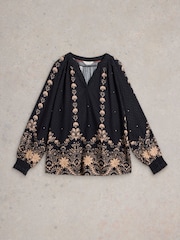 White Stuff Black Robyn Embroidered Top - Image 5 of 6
