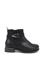Pavers Black Extra Wide Fit Buckle Strap Chelsea Boots - Image 1 of 5