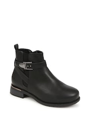 Pavers Black Extra Wide Fit Buckle Strap Chelsea Boots - Image 2 of 5