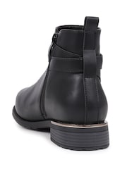 Pavers Black Extra Wide Fit Buckle Strap Chelsea Boots - Image 3 of 5