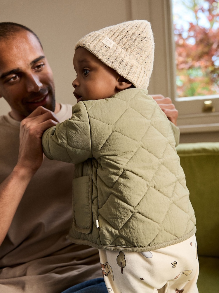Khaki Green Baby Nylon Quilted Jacket (0mths-2yrs) - Image 2 of 11 Khaki Green Baby Nylon Quilted Jacket (0mths-2yrs) - Image 2 of 11