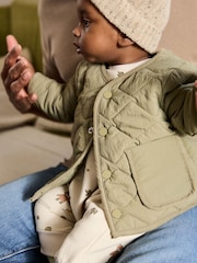 Khaki Green Baby Nylon Quilted Jacket (0mths-2yrs) - Image 3 of 11