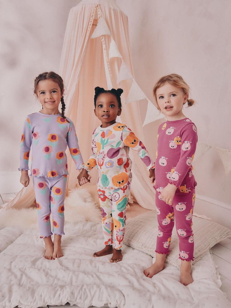Purple Pumpkin Print Pumpkin Snuggle Pyjamas 3 Pack (9mths-10yrs) - Image 1 of 14 Purple Pumpkin Print Pumpkin Snuggle Pyjamas 3 Pack (9mths-10yrs) - Image 1 of 14
