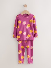 Purple Pumpkin Print Pumpkin Snuggle Pyjamas 3 Pack (9mths-10yrs) - Image 11 of 14