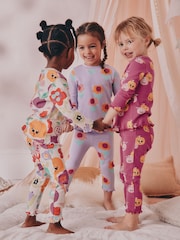 Purple Pumpkin Print Pumpkin Snuggle Pyjamas 3 Pack (9mths-10yrs) - Image 2 of 14